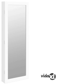 vidaXL Armadio Portagioie a Specchio con Luci LED a Parete Bianco