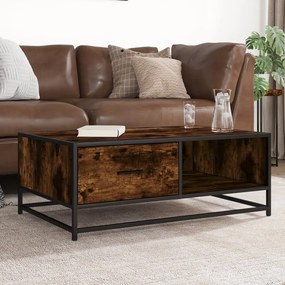 Tavolino Rovere Fumo 90x57x35 Cm İn Legno Multistrato E Metallo /