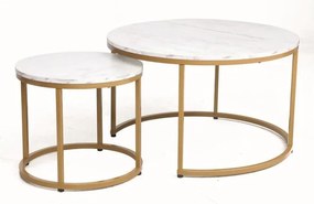 Set di Tavolini da caffè Dion effetto marmo bianco/oro