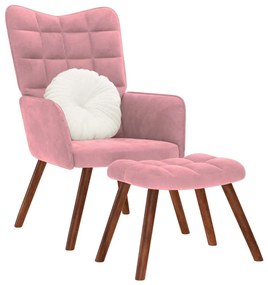 Poltrona Relax Con Poggiapiedi Rosa İn Velluto /