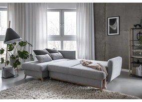 Divano angolare grigio chiaro allungabile/con contenitore (con penisola a sinistra/con chaise lounge) Scandic Lagom – Miuform
