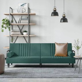 Divano Letto Con Braccioli Verde Scuro İn Velluto /