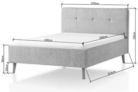 Letto matrimoniale imbottito grigio chiaro rete non inclusa 140x200 cm Smart – Meise Möbel