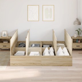 Struttura letto con contenitore  in rovere sonoma 200x200 cm