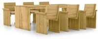 Set Pranzo da Giardino 7pz con Cuscini Legno di Pino Impregnato 3065732