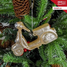 Addobbo Albero Di Natale Iridescente o Glitterata Trasparente Motorino 12x4x8cm