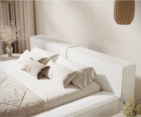 Letto matrimoniale imbottito color crema con contenitore e rete inclusi 140x200 cm Voliera – Maison de Rêve