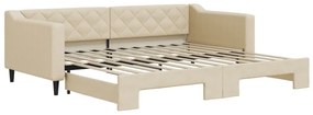 Divano letto con letto estraibile crema 90x200 cm in tessuto