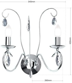 Orion WA 2-1093/2- Applique di cristallo ALESSIA 2xE14/40W/230V cromo lucido