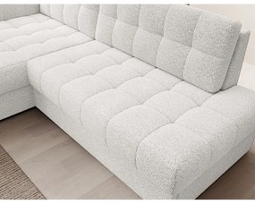 Divano angolare color crema allungabile (con penisola a sinistra/con chaise lounge) con rivestimento in bouclé Blezalt – ELTAP