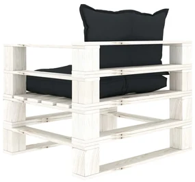 Poltrona da giardino pallet con cuscini antracite in legno