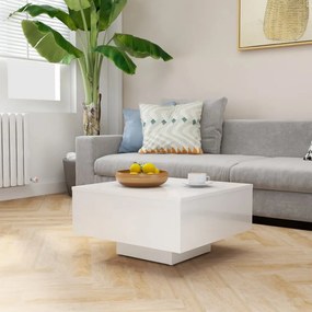 Tavolino salotto bianco lucido 60x60x31,5 cm legno multistrato