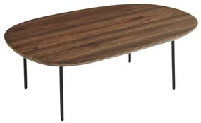 Tavolino con piano sagomato in legno Tek e base in metallo - FLUX Large