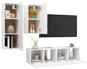 Set mobile tv 4 pz bianco in truciolato
