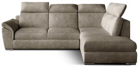 Divano angolare beige allungabile/con contenitore (con penisola a destra/a L) e rivestimento in velluto Loreto – ELTAP