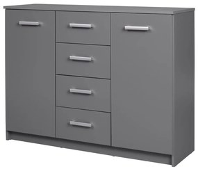 Credenza 2 ante 4 cassetti in laminato grigio