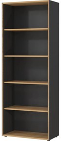 Libreria color antracite/di colore naturale con effetto rovere 75x196x40 cm Podium – Germania