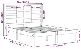 Giroletto in Legno Massello 120x190 cm Small Double