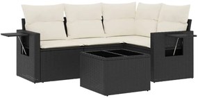 Set Divani da Giardino 5 pz con Cuscini in Polyrattan Nero