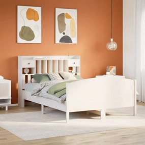 Letto libreria senza materasso bianco 160x200 cm legno di pino