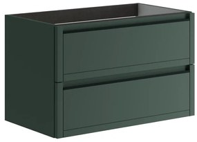 Mobile da bagno sospeso sotto lavabo L 79.5 x H 50 x P 45.5 cm verde opaco, 2 cassetti Tratto