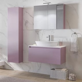Mobile bagno 80cm sospeso con piano da appoggio in resina bianca SP-80B - KAMALU