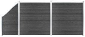 Set Pannelli di Recinzione in WPC 446x(105-186) cm Nero