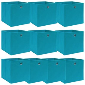 Scatole Portaoggetti 10pz Azzurre 32x32x32 Cm Tessuto /
