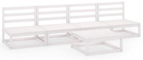 Set divani da giardino 5 pz bianco in legno massello di pino