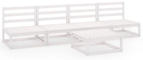 Set divani da giardino 5 pz bianco in legno massello di pino