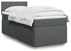 Letto a molle con materasso grigio scuro singolo in tessuto