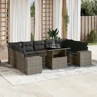 Set Divano da Giardino 10 pz con Cuscini Grigio in Polyrattan 3269370