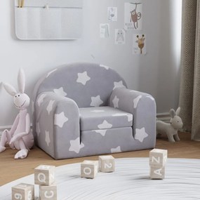 Divano letto bambini grigio chiaro con stelle morbido peluche