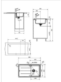 Lavello integrato 1 vasca con gocciolatoio laterale destro o sinistro FRANKE Boston L 86 x L 50 cm