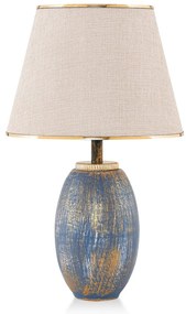 Lampada da tavolo blu e color crema con paralume in tessuto (altezza totale 50 cm) Yakamoz – Opviq lights