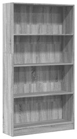 Libreria grigio sonoma 80x24x143 cm in legno multistrato