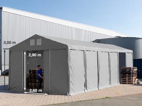 TOOLPORT 6x12m tenda capannone, altezza 3,0m porta scorrevole, PVC 850, grigio, con statica (sottofondo in terra) - (93798)