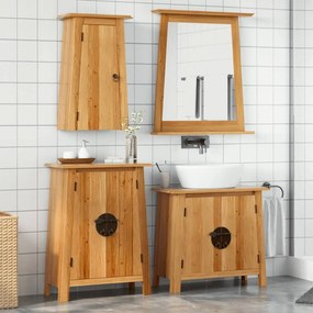 Set Mobili Da Bagno 3 Pz İn Legno Massello Di Pino /