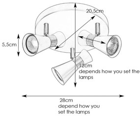 Markslöjd 108626 - Faretto FOLIE 3xGU10/7W/230V nero/ottone