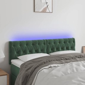 Testiera A Led Verde Scuro 160x7x78/88 Cm İn Velluto /