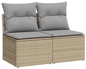 Set divano da giardino 2 pz con cuscini beige polyrattan acacia