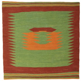 Kilim Tappeto persiano 100x100 Verde (Iran) Tessuto A Mano