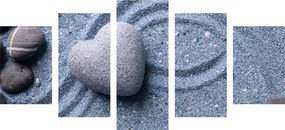 Quadri 5 pezzi – Cuore di pietra su sfondo sabbioso