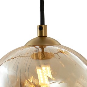 Lampada a sospensione Art Déco oro con vetro ambrato 9 luci - Jia