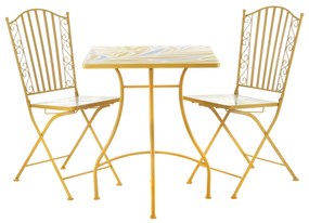 Set tavolo quadrato in ferro con 2 sedie mosaico oro