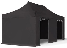 TOOLPORT 3x6m gazebo pieghevole PVC con laterali, PROFESSIONAL alluminio, nero - (59123)