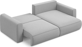 Divano angolare grigio chiaro allungabile/con contenitore (con penisola a destra/con chaise lounge) con rivestimento in velluto Kapua – Makamii