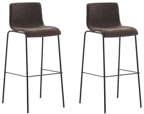 Set 2 Sgabelli Bar Hoover Tessuto Con Struttura A 4 Gambe / Braun / Schwarz