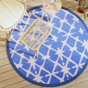 Tappeto Da Esterno Arakıl Blu E Bianco Ø160 Cm İn Pp /