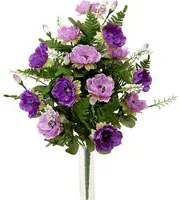 Set 2 Bouquet Artificiale Composto di 14 Fiori Artificiali di Anemone Altezza 46 cm Viola